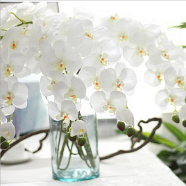 Искусственный цветок Орхидея белая 96 