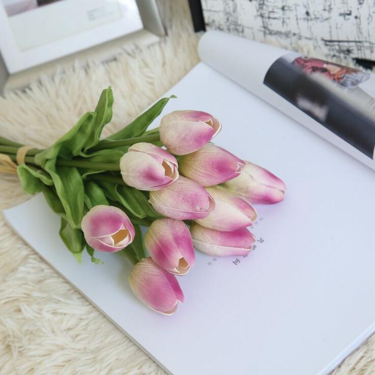 Искусственные цветы Тюльпан пурпурно-белый 30 