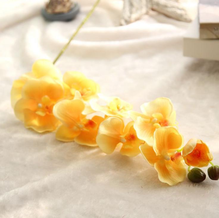 Искусственный цветок Орхидея желтая 96 